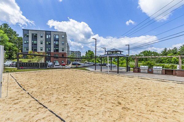 volleyball court at Union Blacksburg Apartments