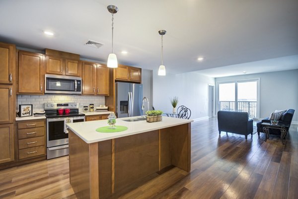 Spacious kitchen with modern appliances at Overlook at River Place Apartments, Greystar luxury apartments in desirable neighborhood