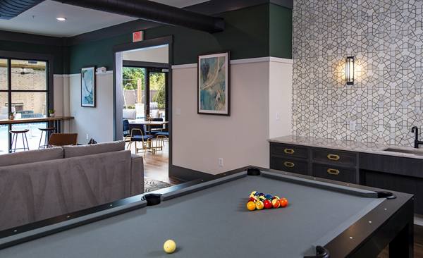 game room at One Riverside Apartments