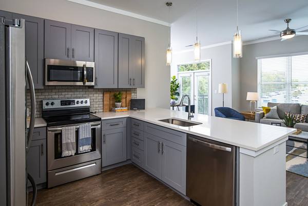 kitchen at One Riverside Apartments