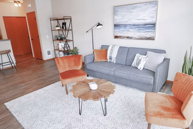 Cozy living area with modern furnishings at Diamond Rock Rentals