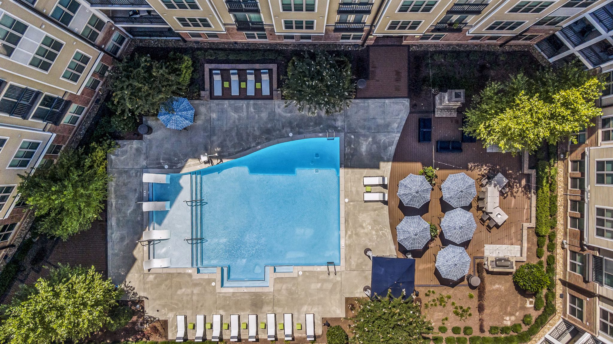 Rooftop pool with city views at Whetstone Apartments, luxury living in scenic location