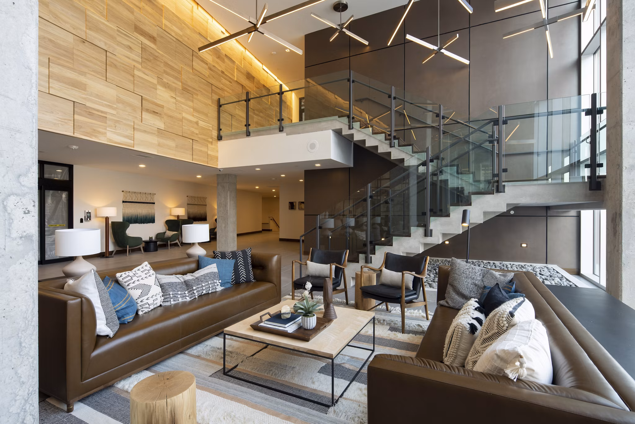 Clubhouse with modern design elements at The Berkman Apartments