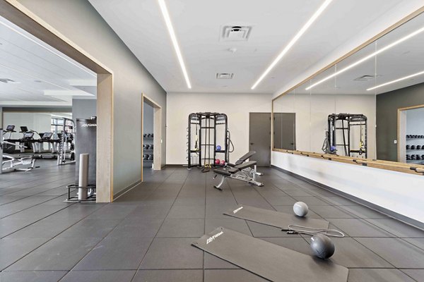 State-of-the-art fitness center with modern equipment at The Berkman Apartments