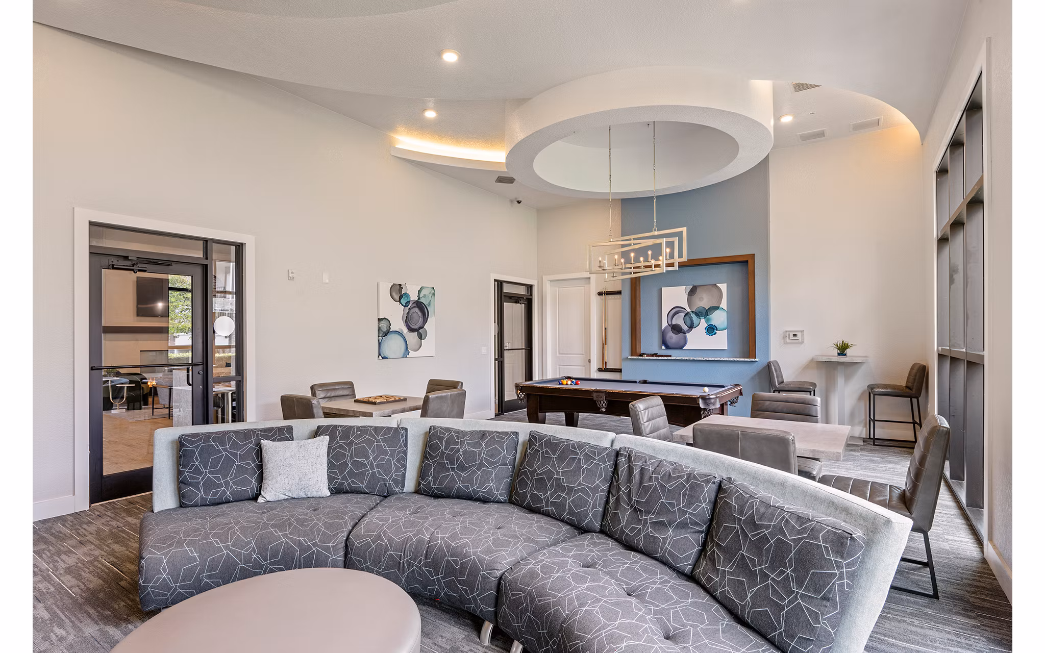 clubhouse game room at Zen Apartments