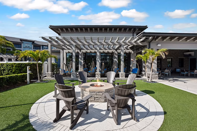 fire pit/patio at Zen Apartments