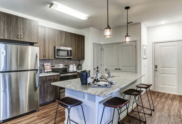 Modern kitchen with stainless steel appliances at Venetian Isle Apartments