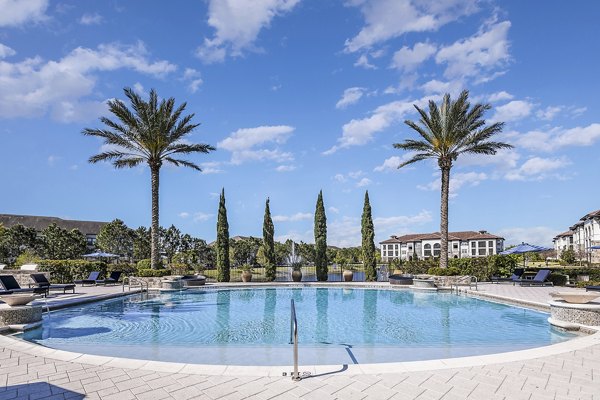 Luxury pool with cabanas at Venetian Isle Apartments, featuring resort-style amenities for relaxation and entertainment