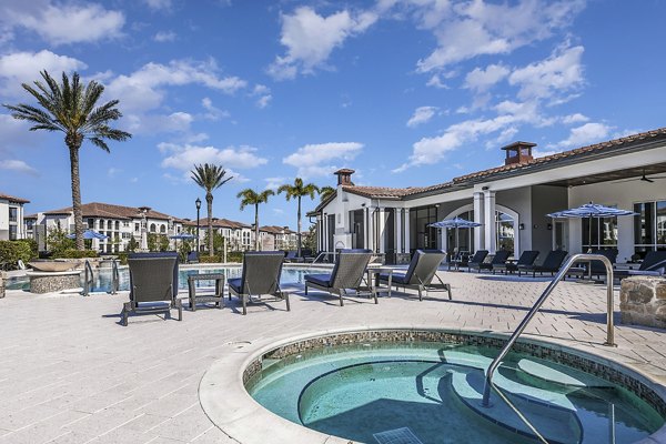 Hot tub at Venetian Isle Apartments offering luxurious relaxation and water features
