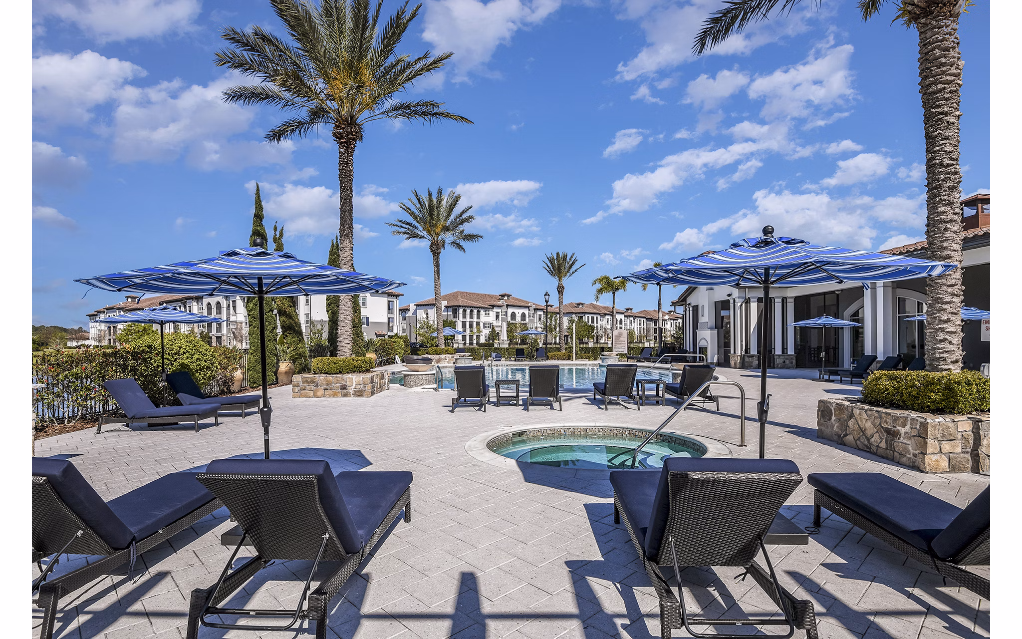 Relaxing hot tub at Venetian Isle Apartments, perfect for unwinding in style and comfort
