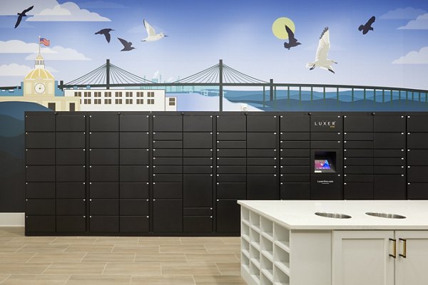 mail room at Riverworks Apartments