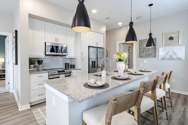 dining area at Riverworks Apartments