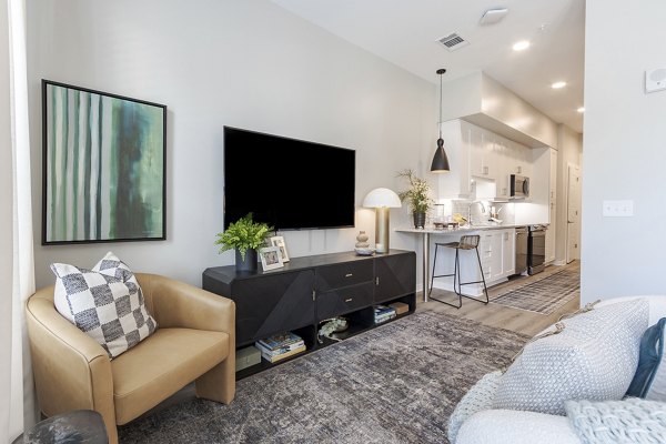 living room at Riverworks Apartments