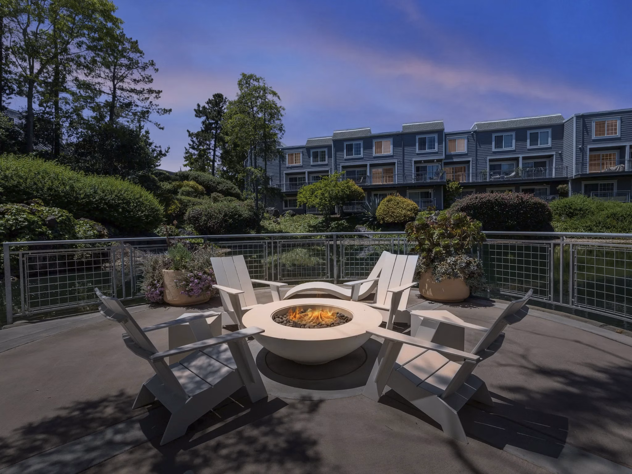 fire pit/patio at Serenity at Larkspur Apartments