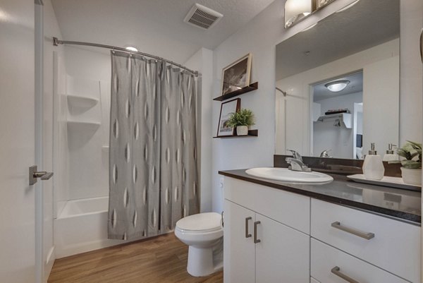 bathroom at Metro at Fireclay Apartments