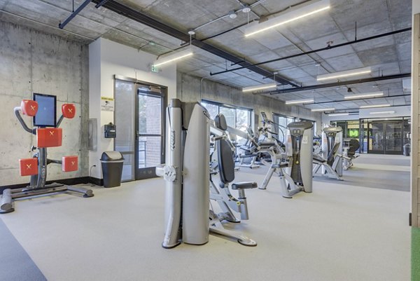 fitness center at Metro at Fireclay Apartments