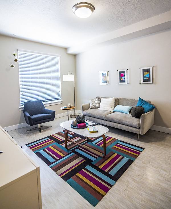living room at Metro at Fireclay Apartments