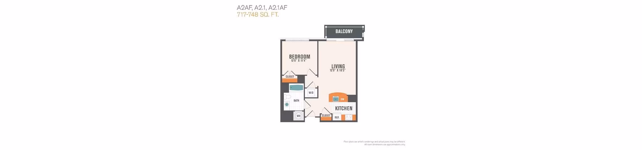 A2.1 floor plan at Arlington 360 Apartments