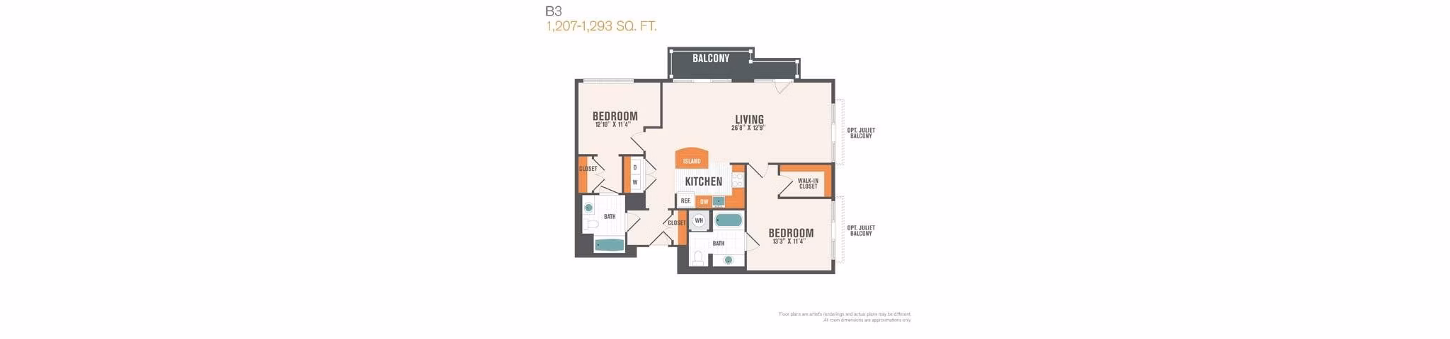 B3 floor plan at Arlington 360 Apartments