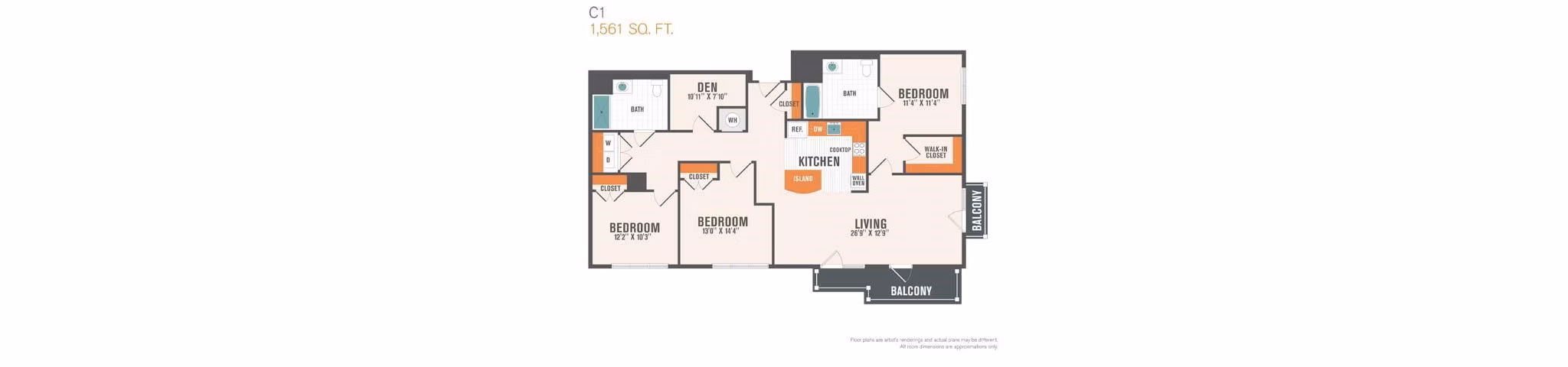 C1 floor plan at Arlington 360 Apartments