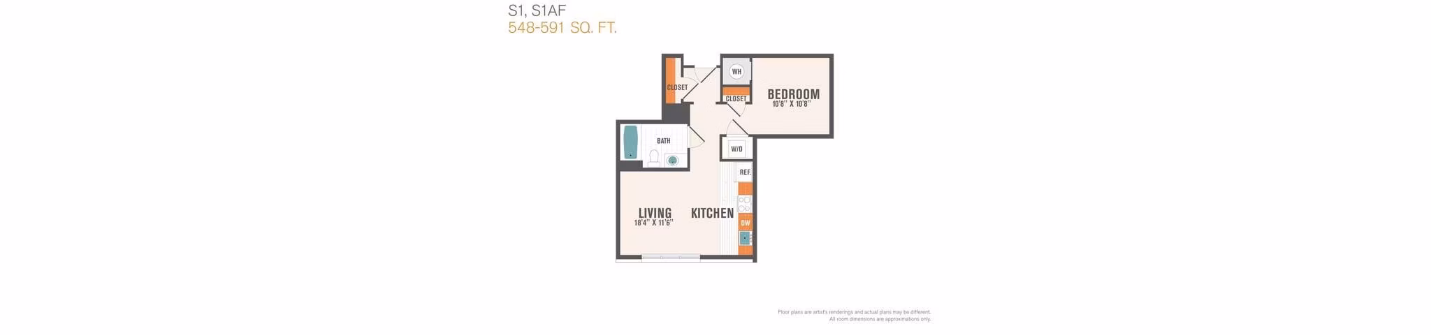S1 floor plan at Arlington 360 Apartments