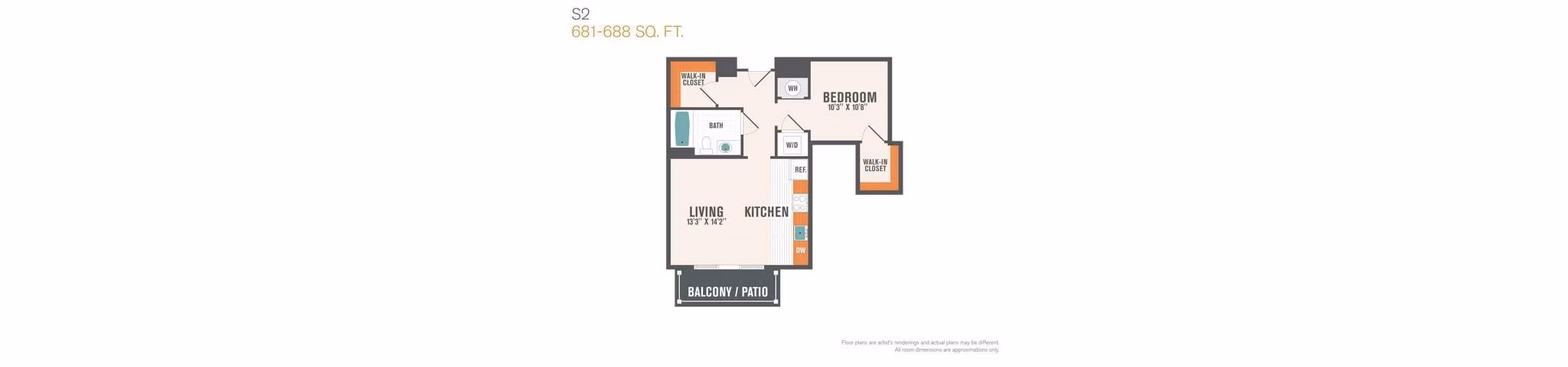 S2 floor plan at Arlington 360 Apartments