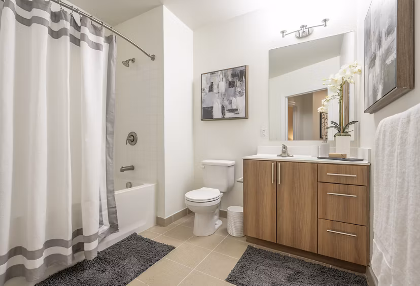 Stylish bathroom featuring modern fixtures at Arlington 360 Apartments