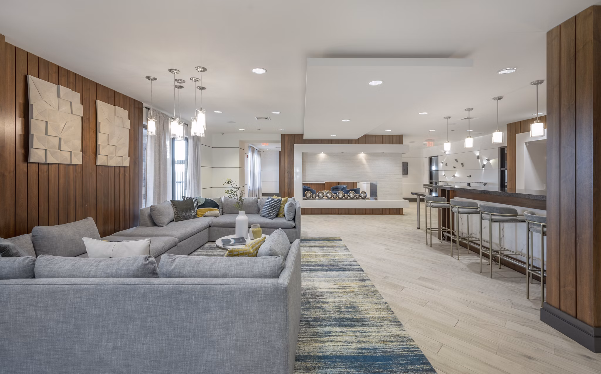 Clubhouse with modern amenities at Arlington 360 Apartments, ideal for social gatherings and relaxation moments
