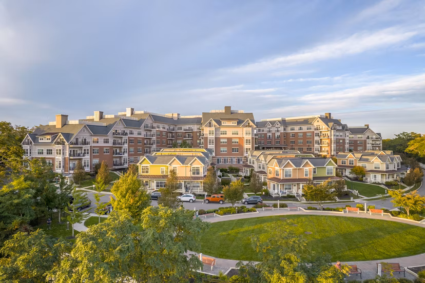 Stunning elevated view of Arlington 360 Apartments, showcasing luxury living in vibrant Arlington