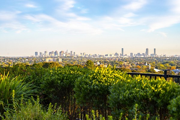 View from modern high-rise at Arlington 360 Apartments with scenic landscapes, offering luxury living