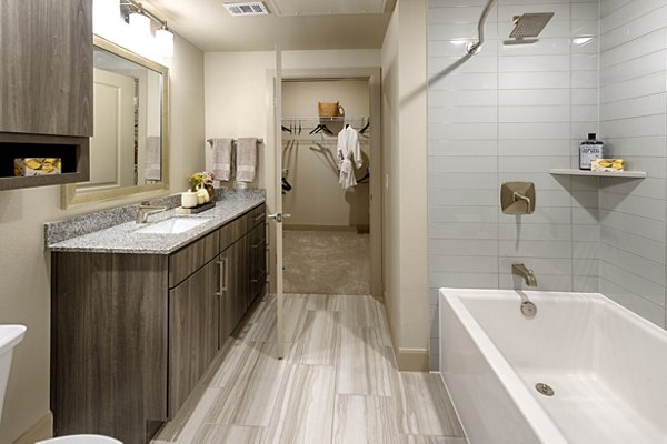 Bathroom featuring sleek fixtures and modern design at Domain Morgans Landing Apartments