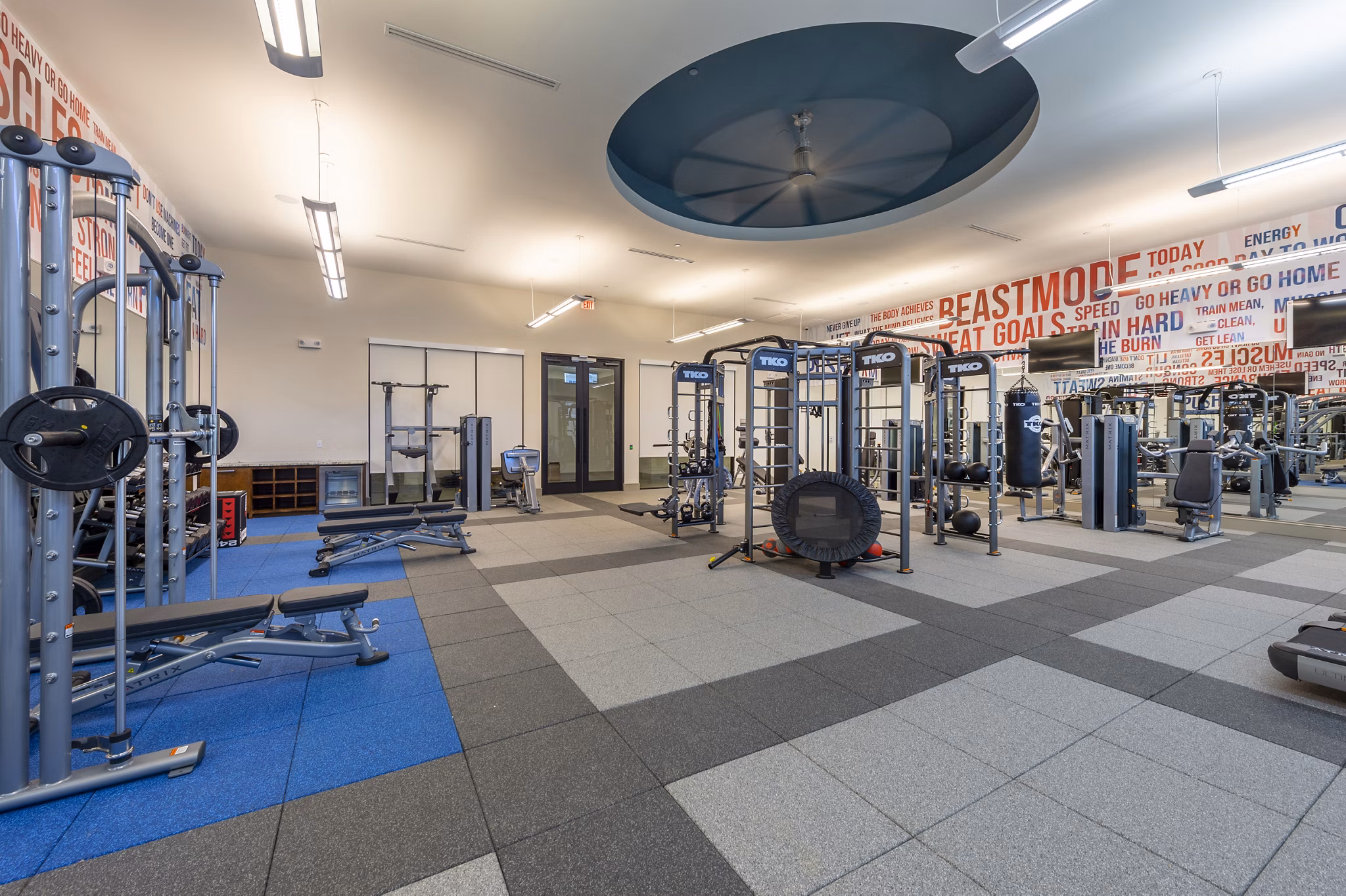 State-of-the-art fitness center featuring modern equipment at Domain Morgans Landing Apartments