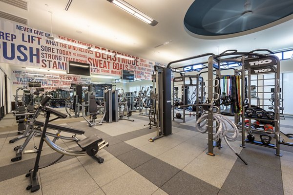 fitness center at Domain Morgans Landing Apartments