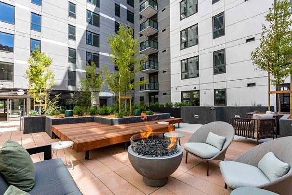 fire pit/patio at Harvest Apartments