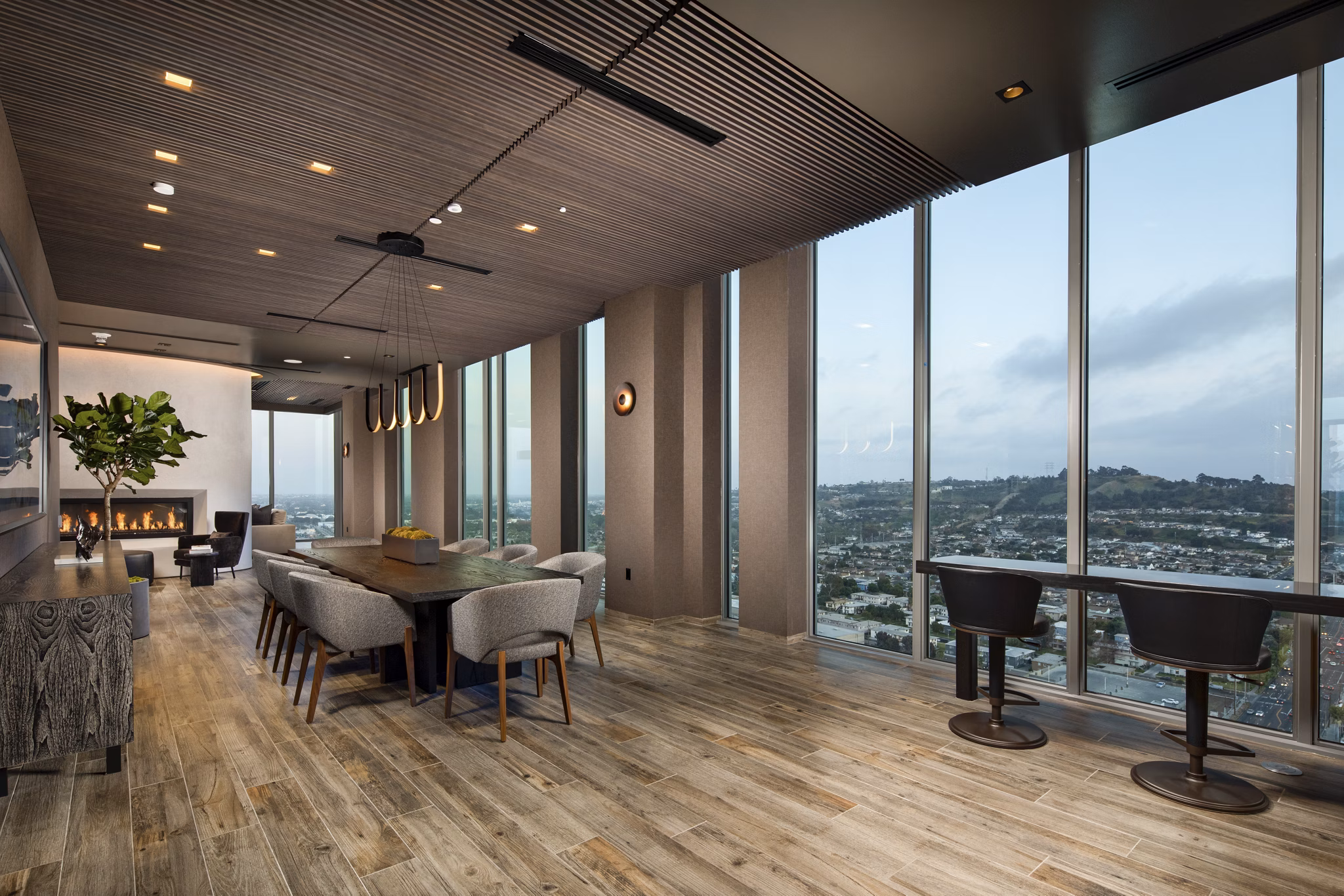Clubhouse featuring modern design and comfortable seating at ARQ Apartments luxury community
