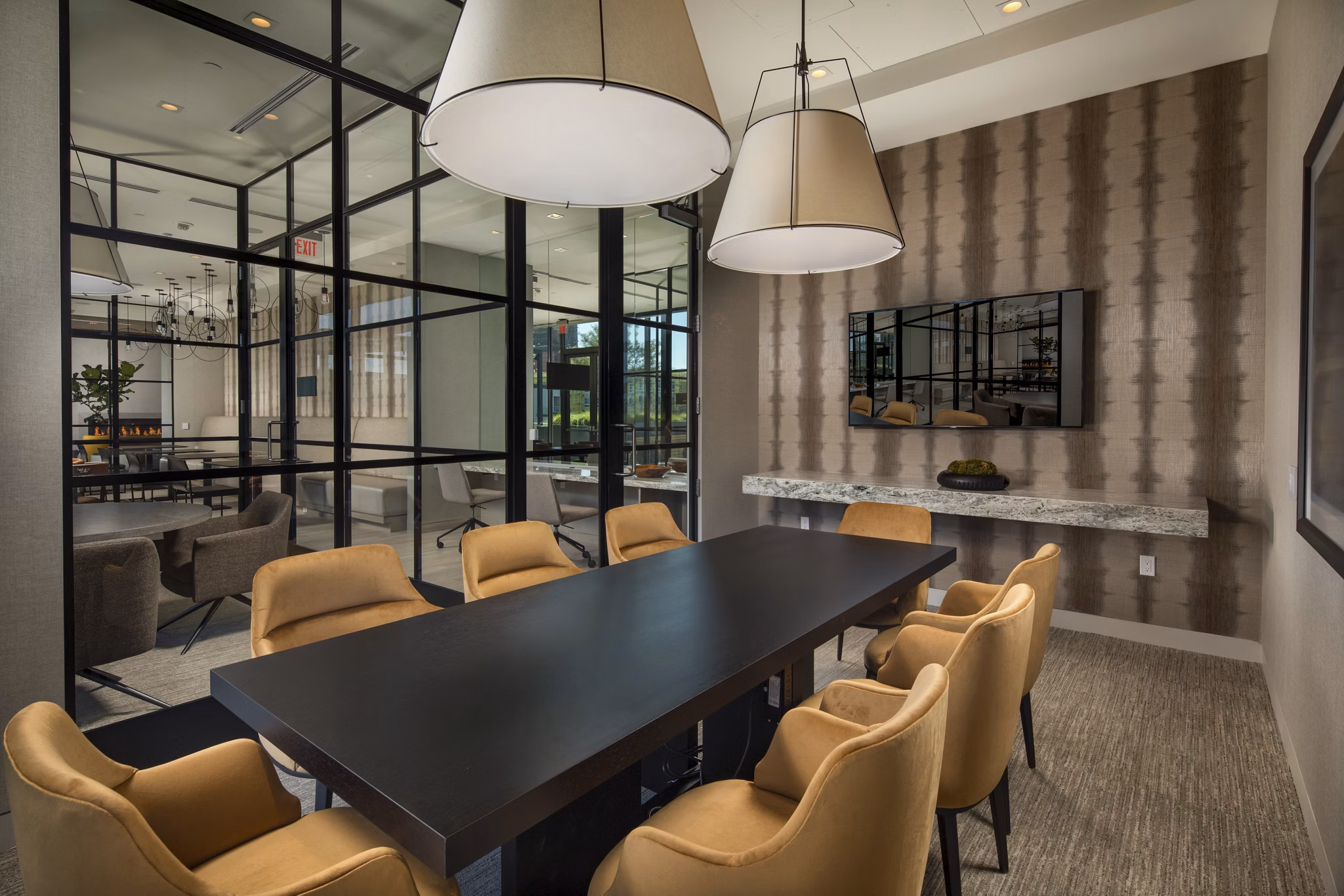 Modern meeting facility with sleek design at ARQ Apartments