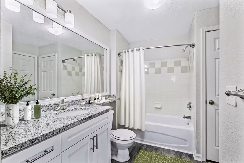 Modern bathroom with sleek fixtures at Banyan Grove Apartments featuring luxury details