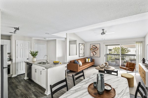 Dining room featuring elegant decor and modern lighting in Banyan Grove Apartments