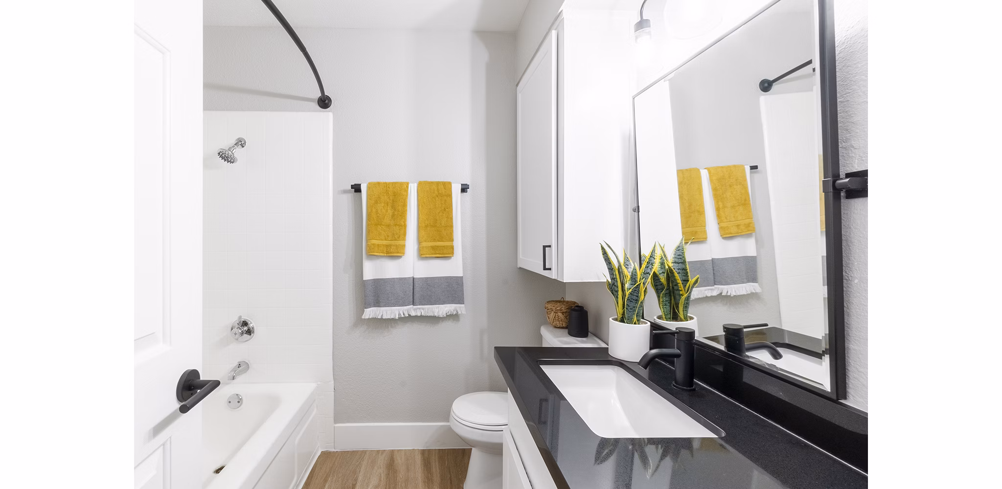 bathroom at The Luxe Apartments