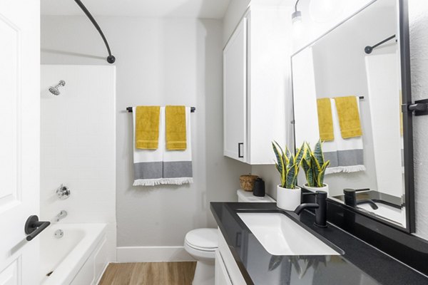 bathroom at The Luxe Apartments