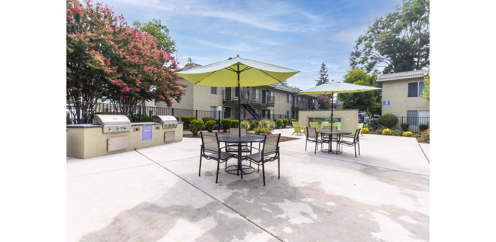 grill area at The Luxe Apartments