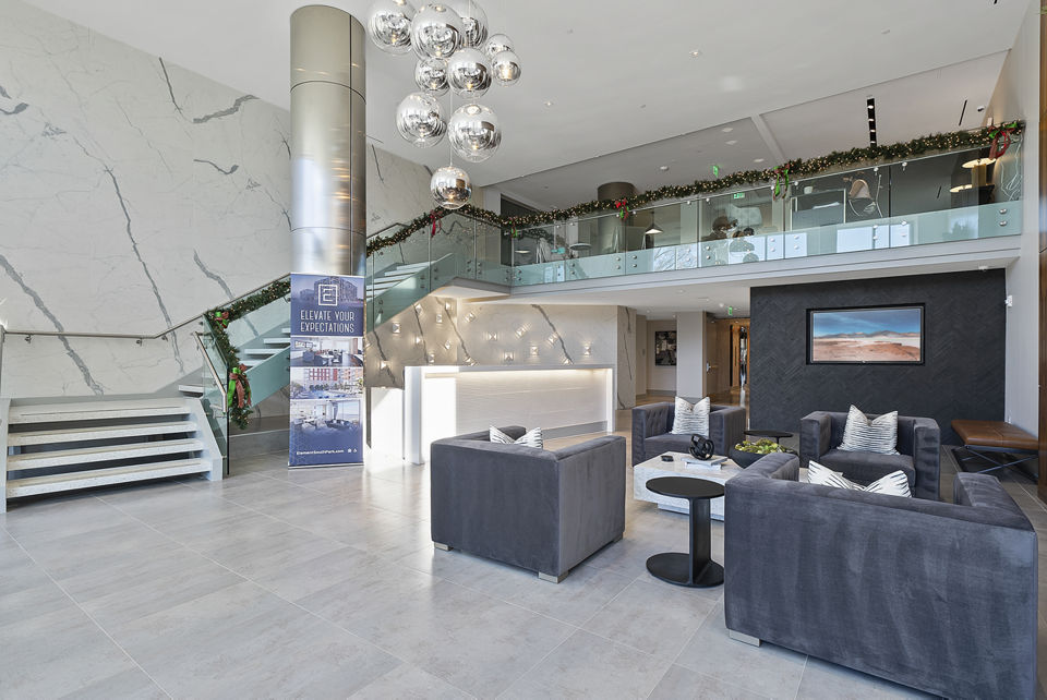 Elegant clubhouse/lobby with contemporary design at Element SouthPark Apartments