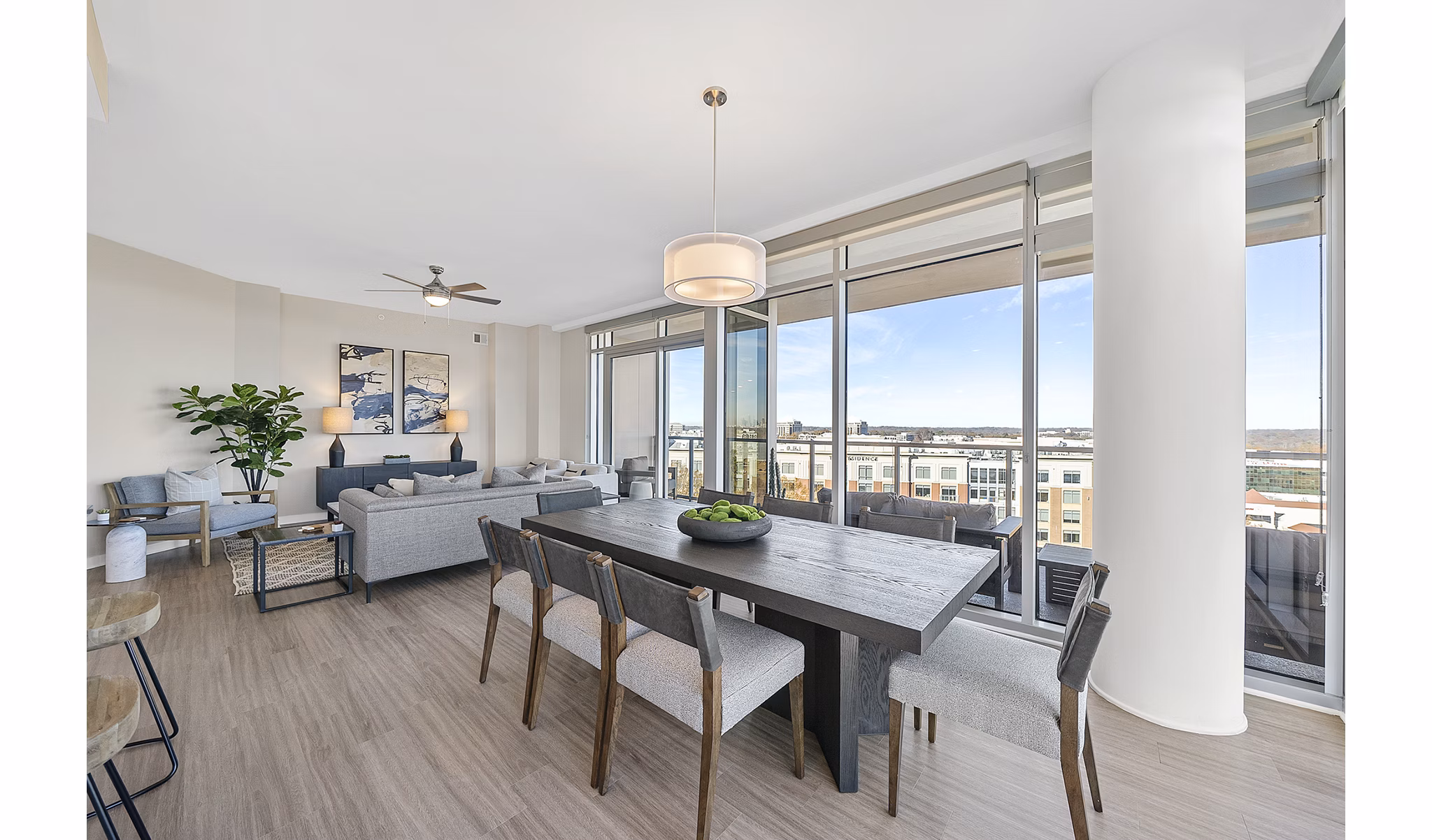 Luxurious dining room with modern decor at Element SouthPark Apartments, perfect for stylish entertaining and living
