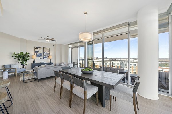 Luxurious dining room with modern decor at Element SouthPark Apartments, perfect for stylish entertaining and living