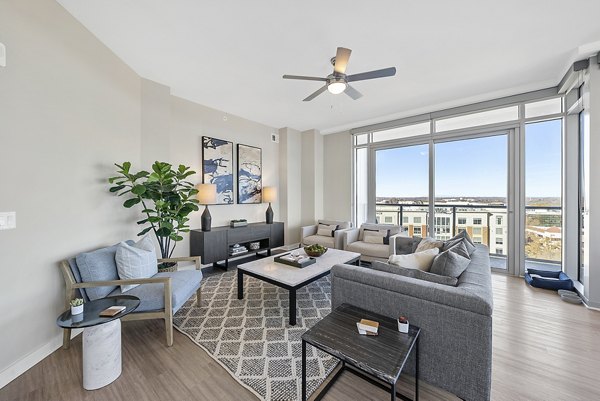 Contemporary living room with elegant dÃ©cor at Element SouthPark Apartments, offering luxurious living space in a premium location