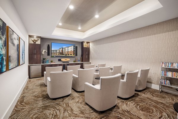 Luxury theater room with plush seating at Overture Cary Apartments, ideal for entertainment and leisure