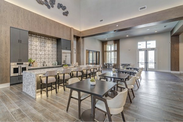 Stylish clubhouse with modern seating at Album Keller Ranch Apartments