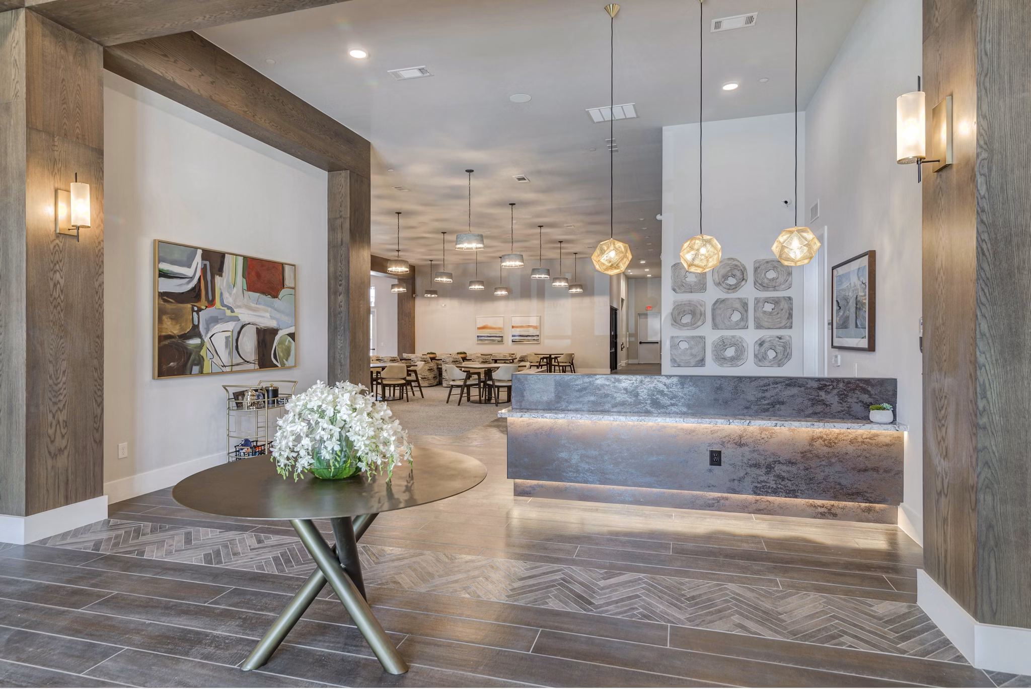Cozy clubhouse with modern decor at Album Keller Ranch Apartments
