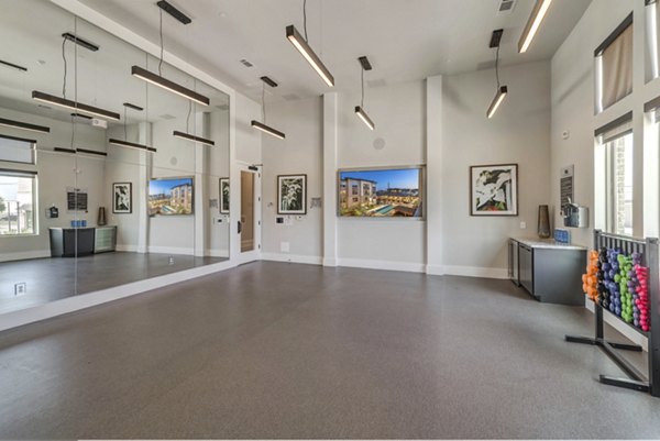Yoga studio with modern equipment at Album Keller Ranch Apartments
