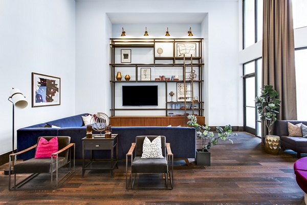 Spacious clubhouse lobby with modern decor at Mezzo Kirby Med Center Apartments